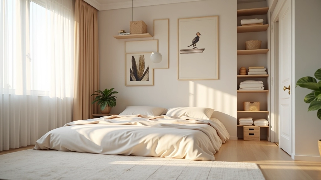 Bedroom storage solution with organized shelving and under-bed storage containers
