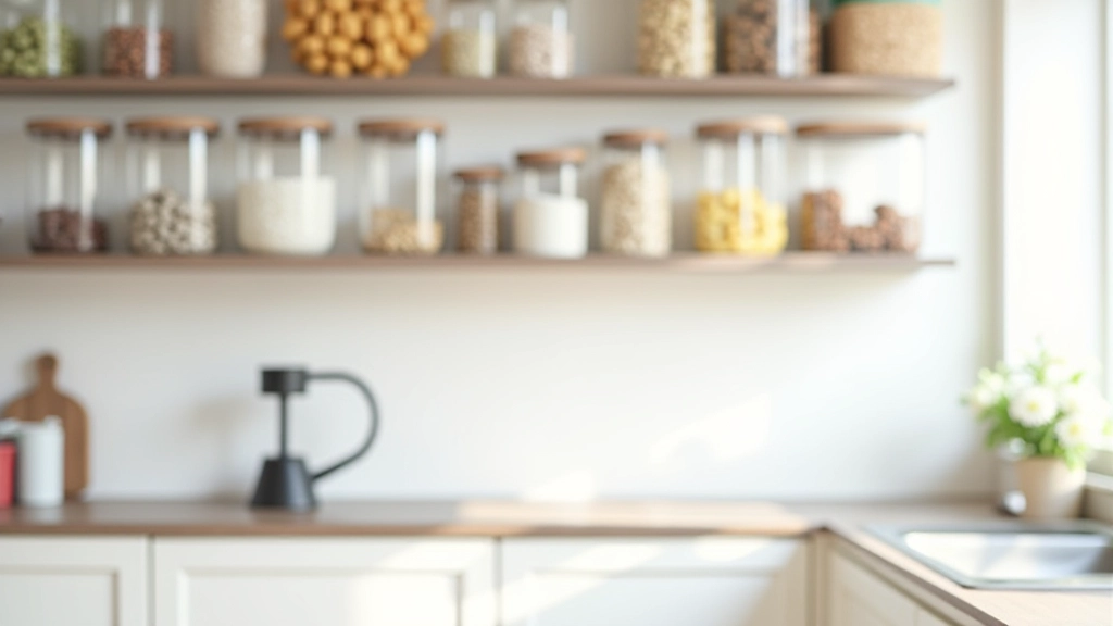 Organized kitchen with labeled storage containers and efficient shelving arrangement